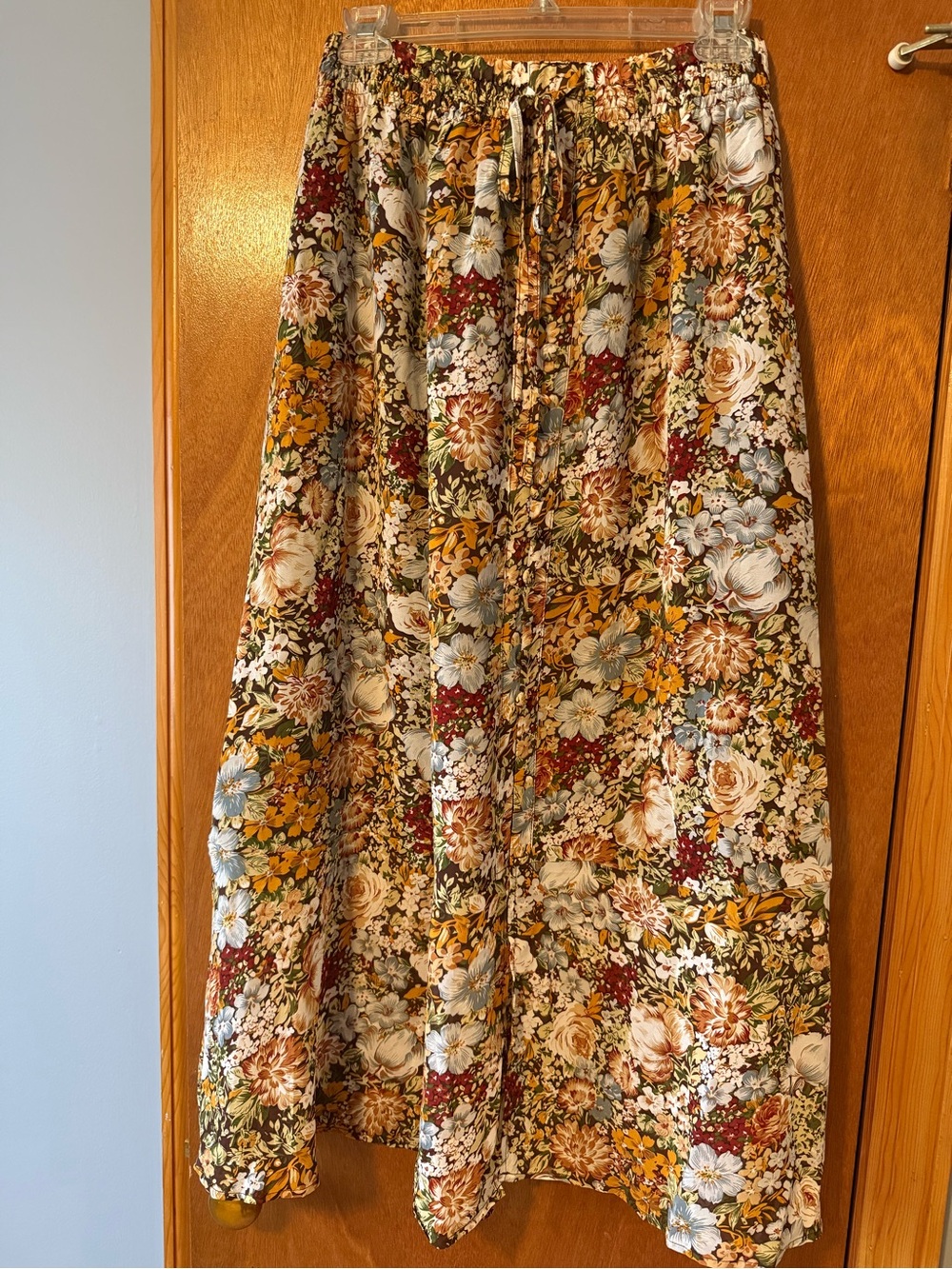 Boho Floral Maxi Skirt in Multicolor Meadow Print